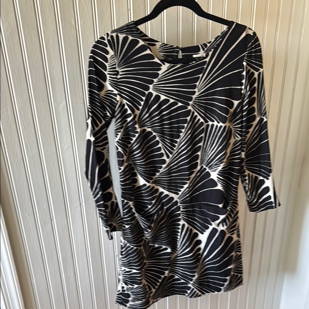 J. Crew geometric black and white print dress size 4